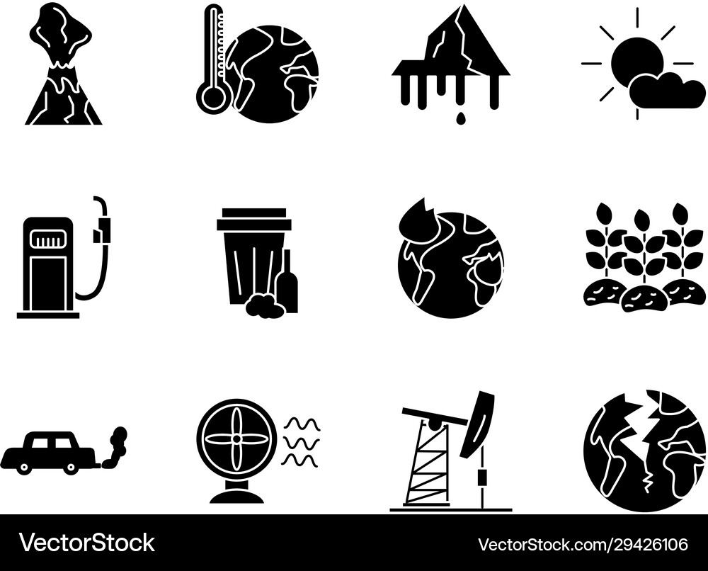 Bundle environment set flat style icons Royalty Free Vector