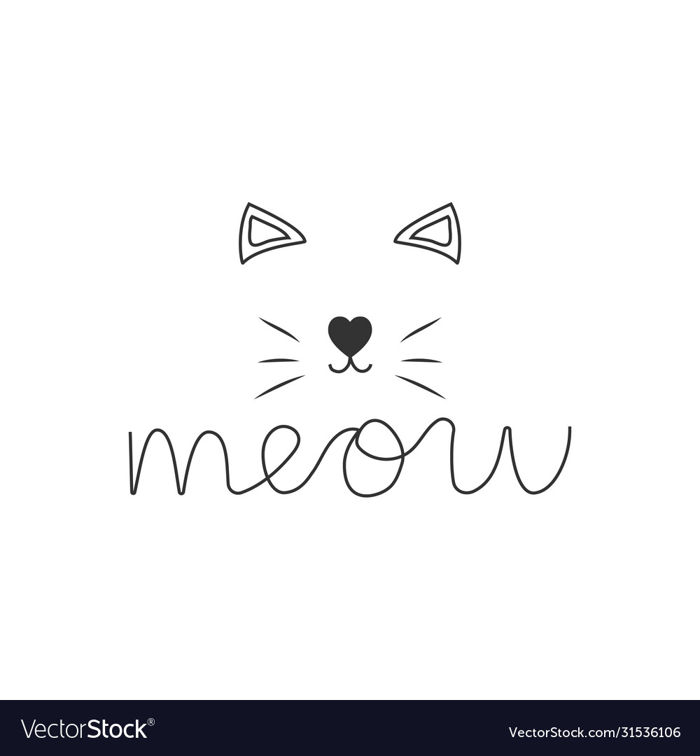 Cat Text Doodle - Meow Royalty Free Vector Image