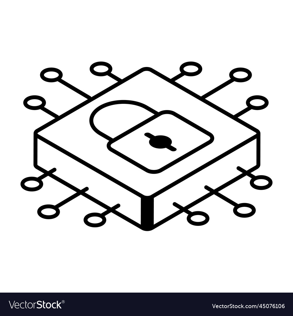 Check out linear isometric icon of secure micropro