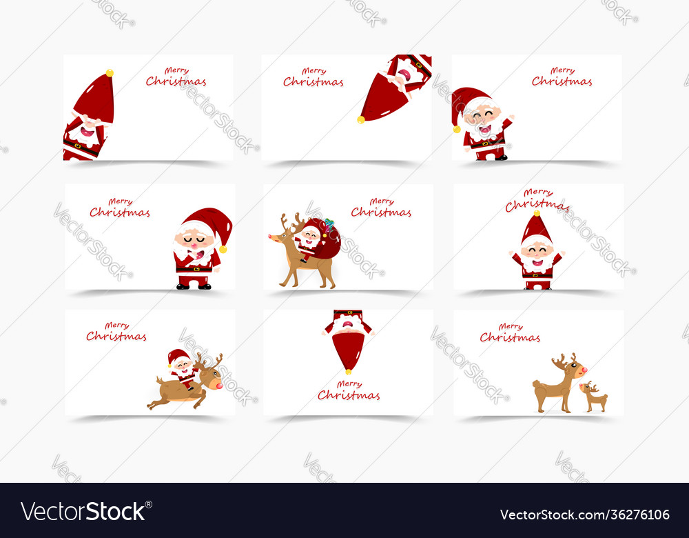 Christmas cards happy new year cute santa claus