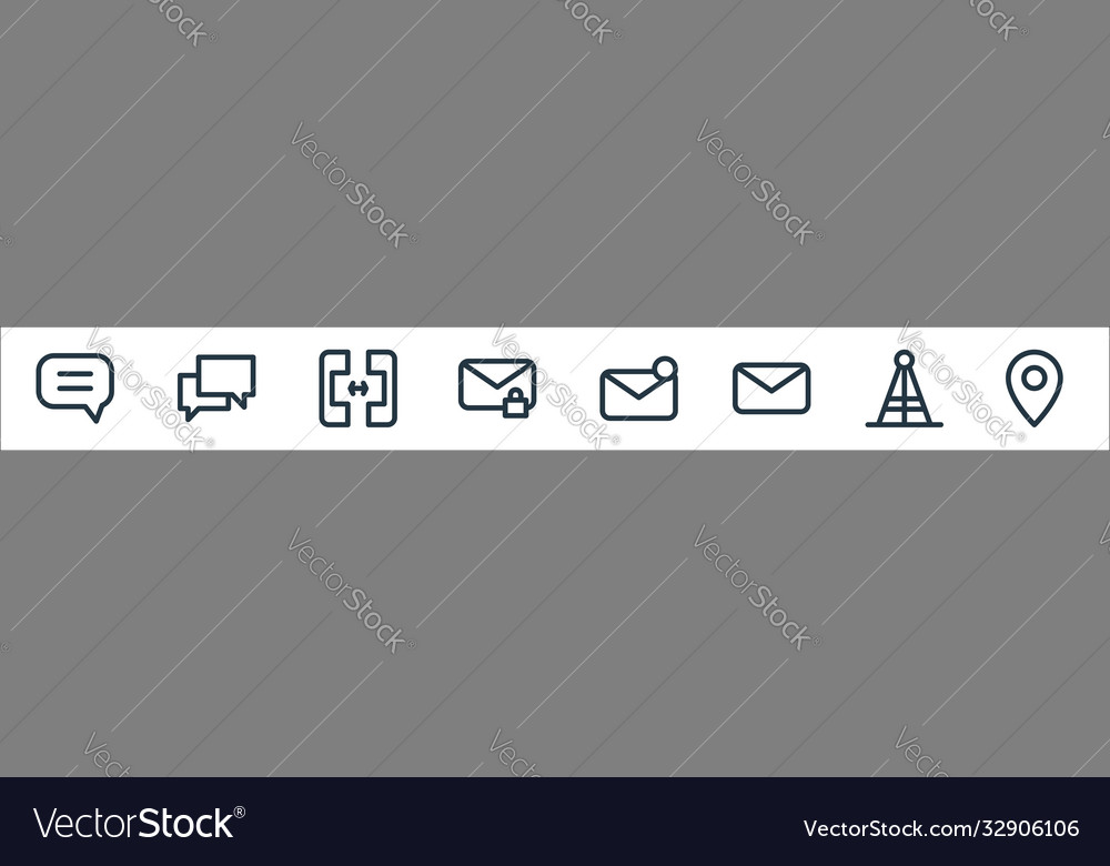 Communications line icons linear set quality