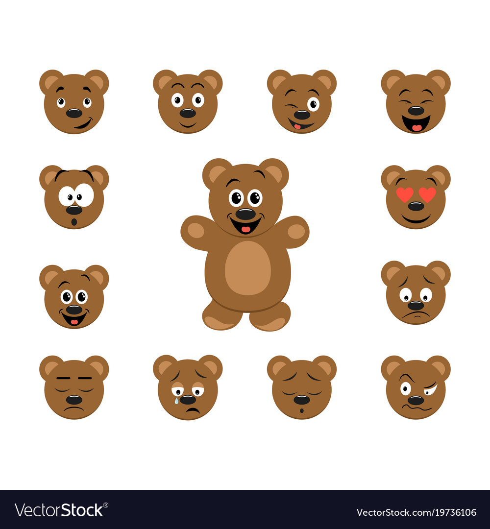 Cute Bear Emoticon Set - Diverse Expressions