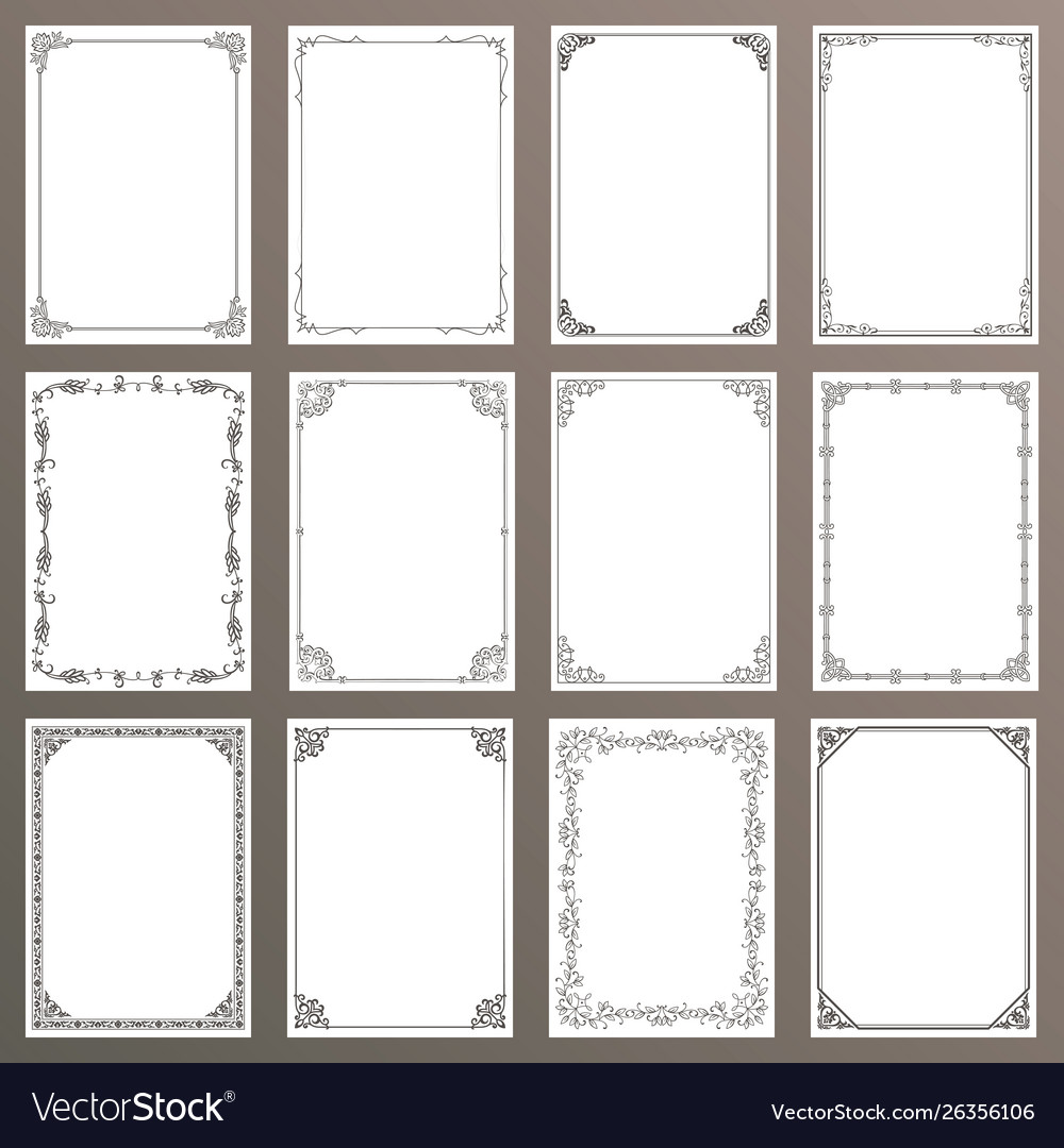 Frames decorative rectangle and borders set Vector Image