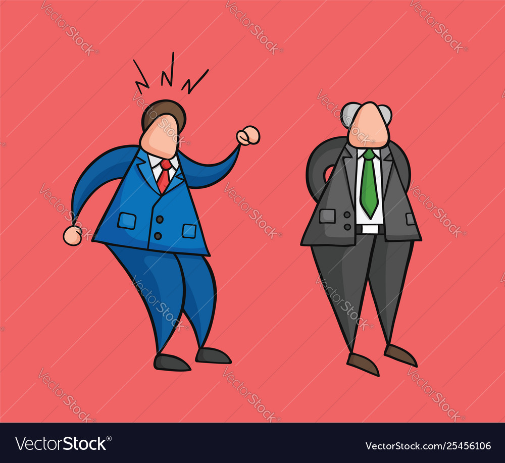 Hand-drawn businessman worker angry at boss Vector Image