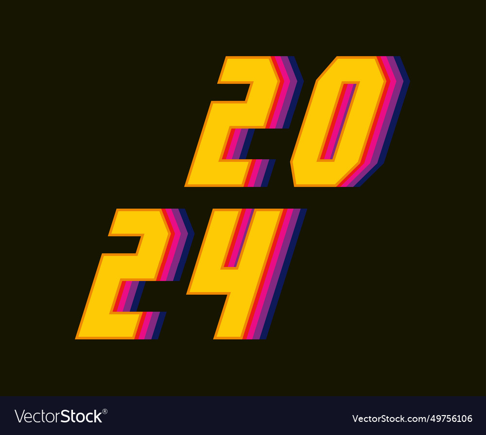 Happy new year 2024 abstract yellow multicolor Vector Image