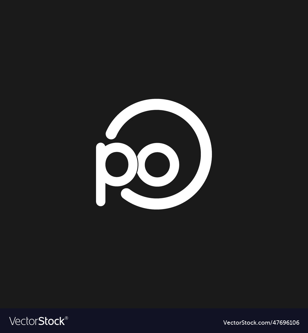 Initials po logo monogram with simple circles vector image Initials po logo monogram with simple circles