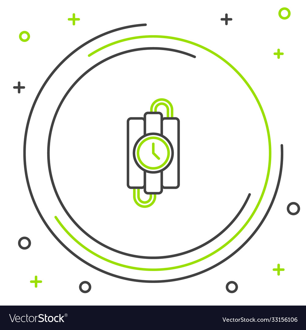 Line detonate dynamite bomb stick and timer clock Vector Image Line detonate dynamite bomb stick and timer clock