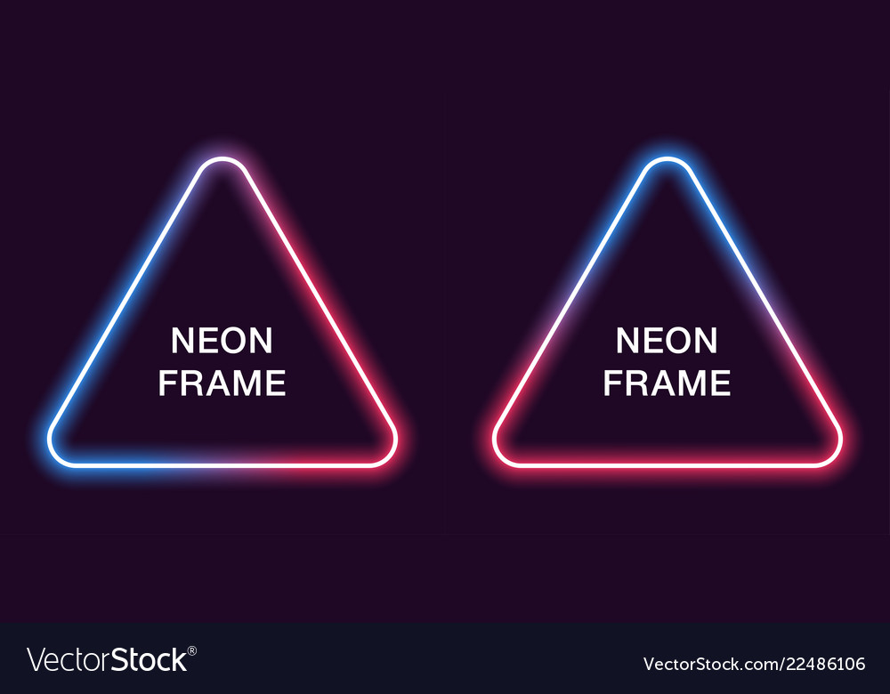 Neon frame in triangular shape template