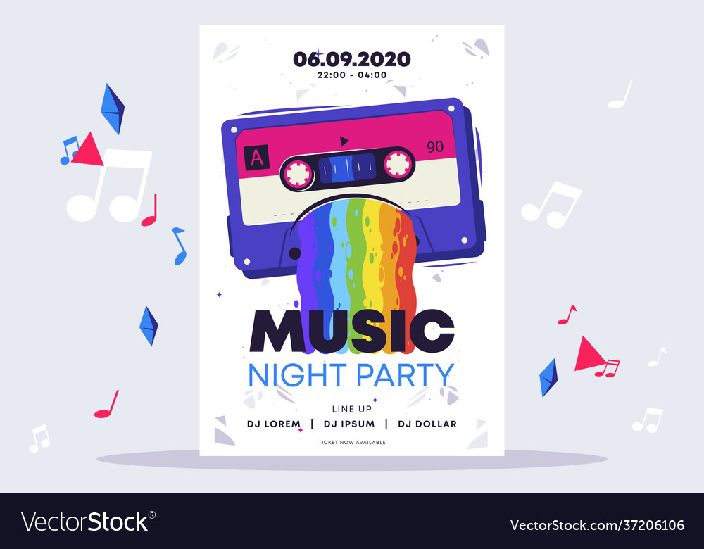 Poster template for nightclub music party vector image Poster template for nightclub music party