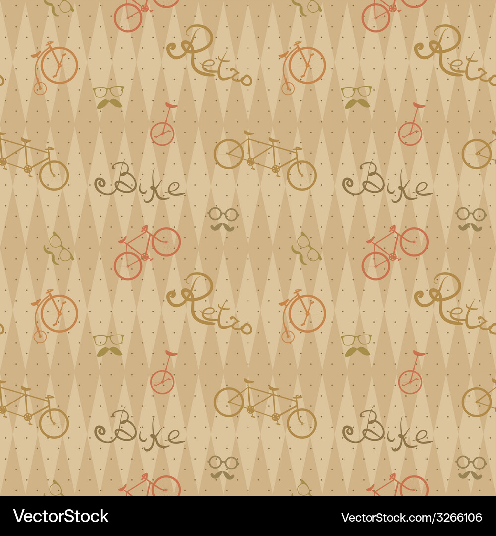 Retro bicycle pattern hipster background Vector Image