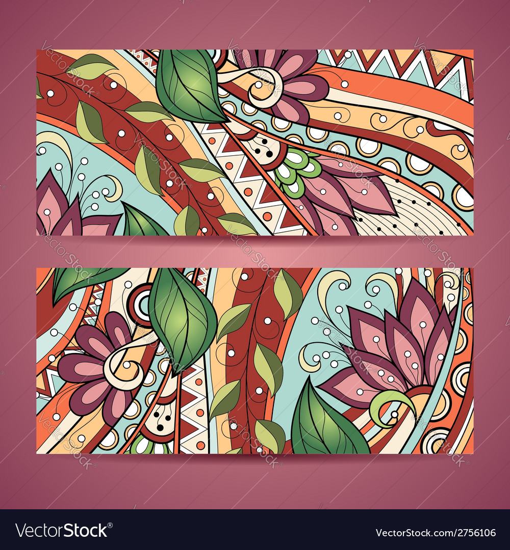 Set of floral banners