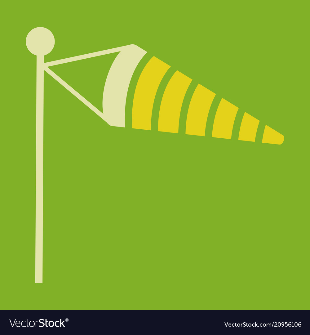 Wind speed flag line icon on color background