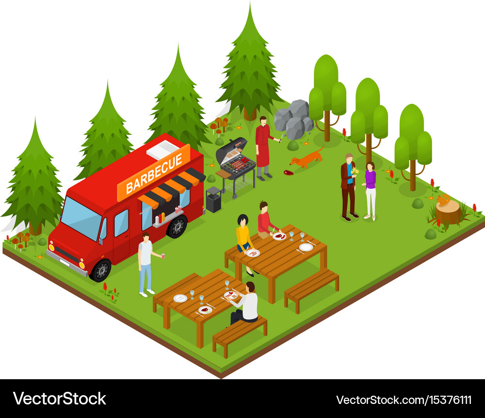 Bbq isometric view Royalty Free Vector Image - VectorStock