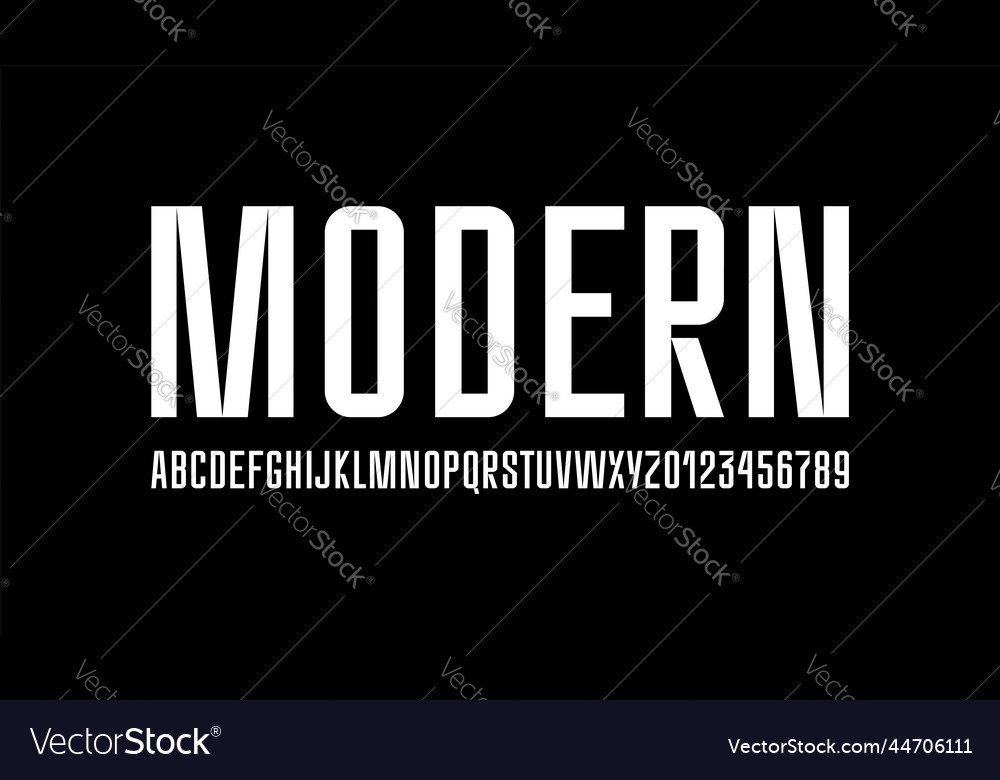 Condensed font narrow alphabet Royalty Free Vector Image