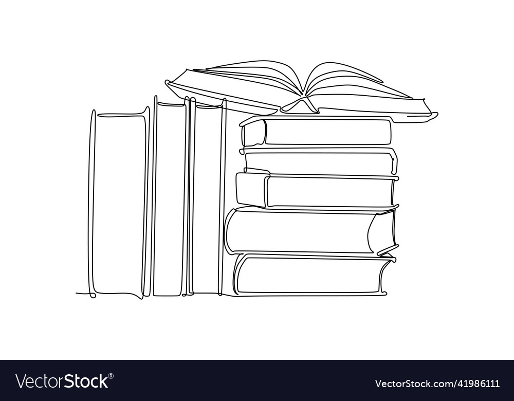 Continuous one line drawing of an opened book vector image Continuous one line drawing of an opened book