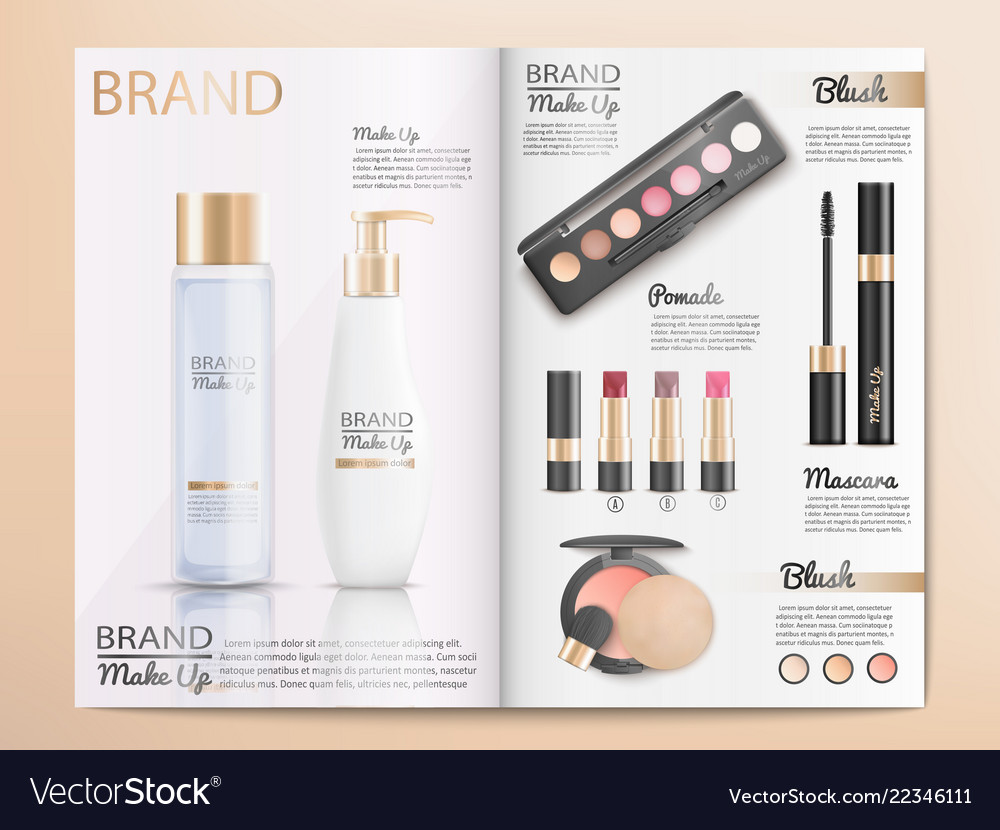 Cosmetics Catalog & Brochure Template Vector Image