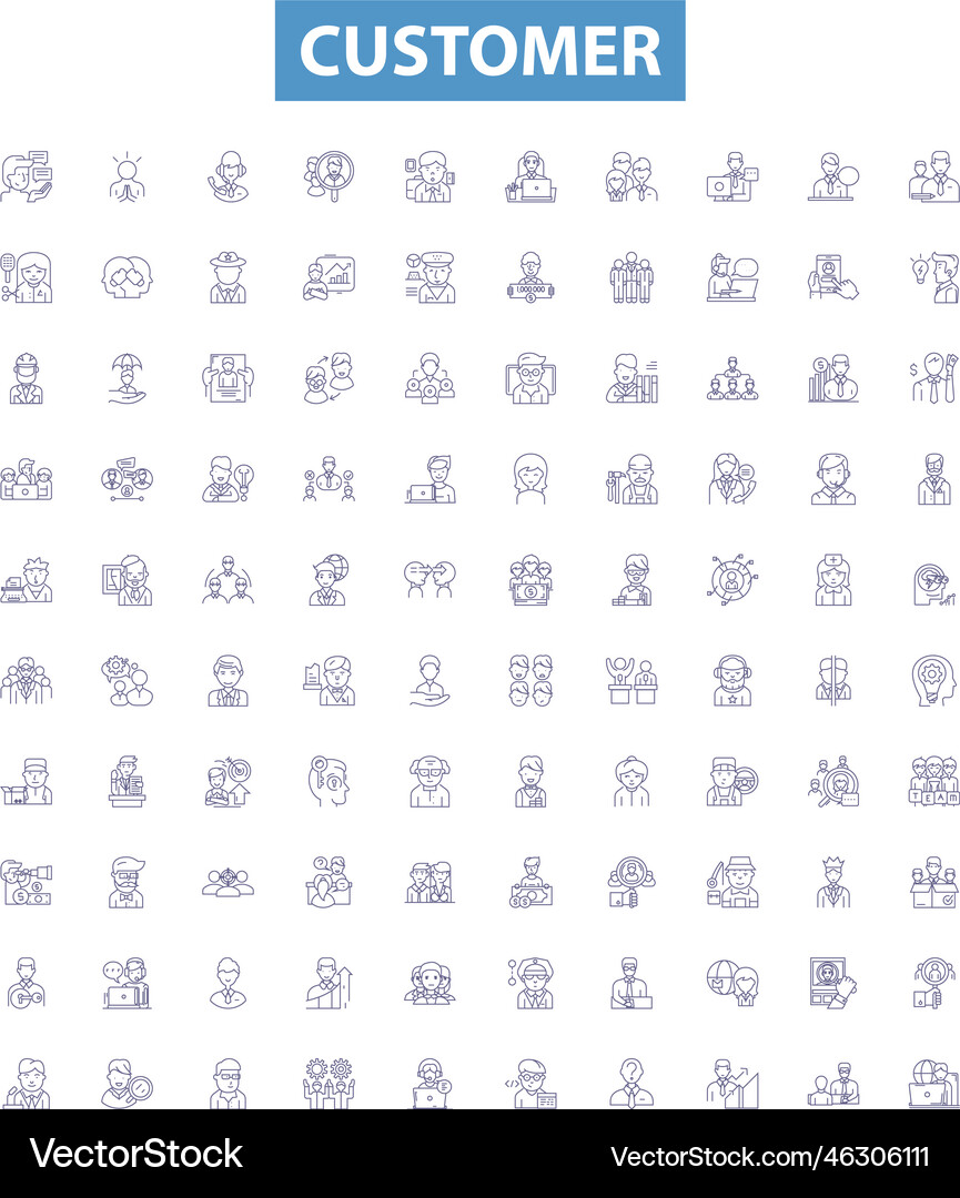Customer line icons signs set client patron Vector Image