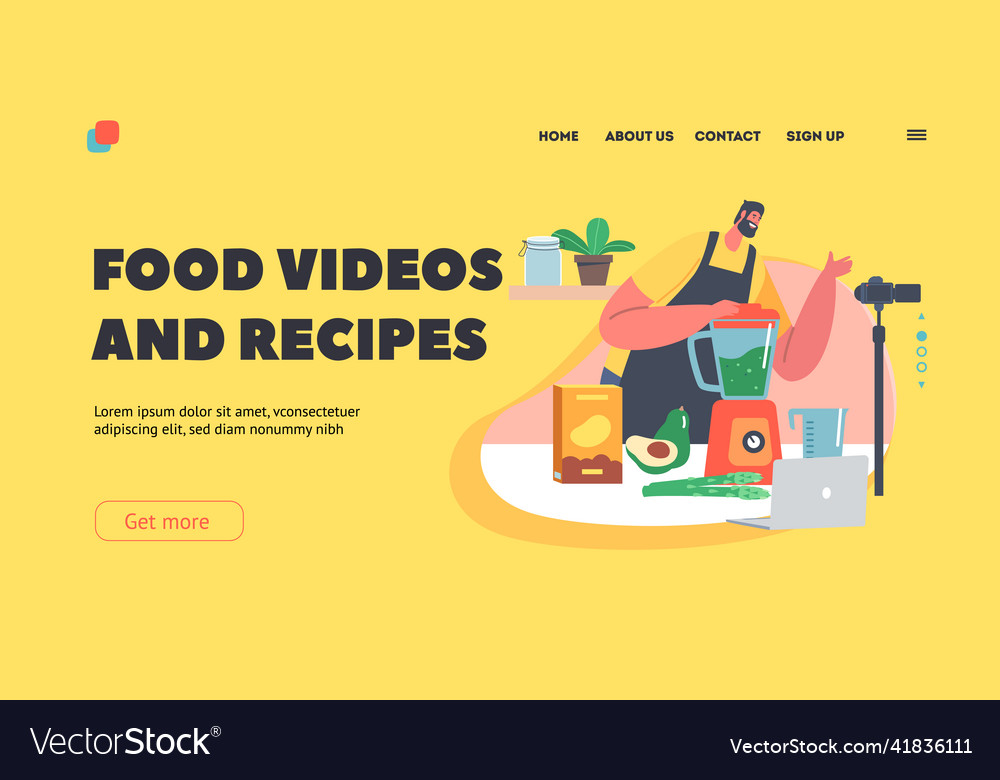 Food video and recipes landing page template