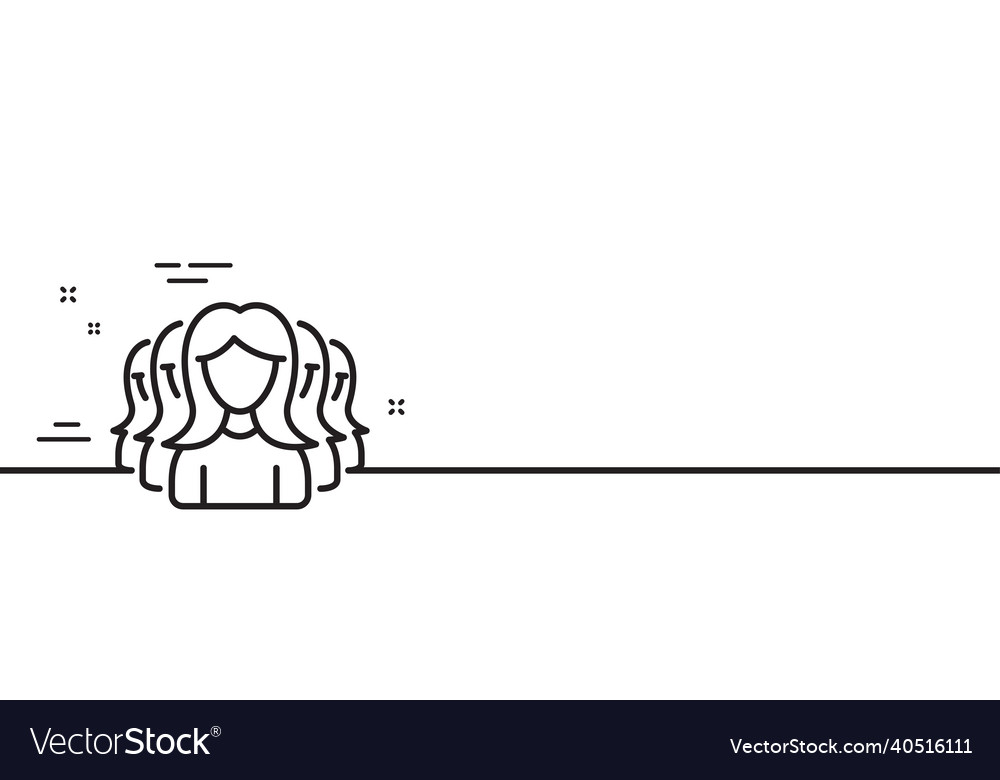 Group of women line icon teamwork sign minimal Vector Image