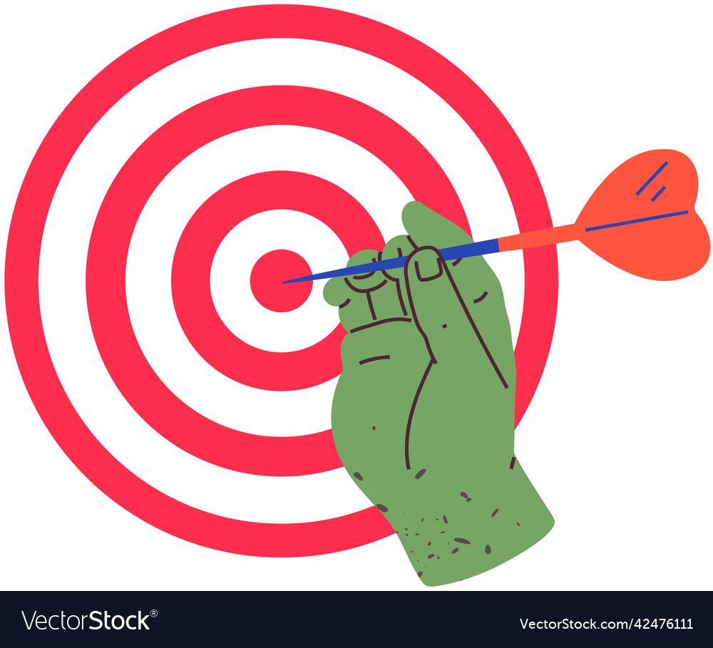 Hand holding dart with sharp tip and throws vector image Hand holding dart with sharp tip and throws