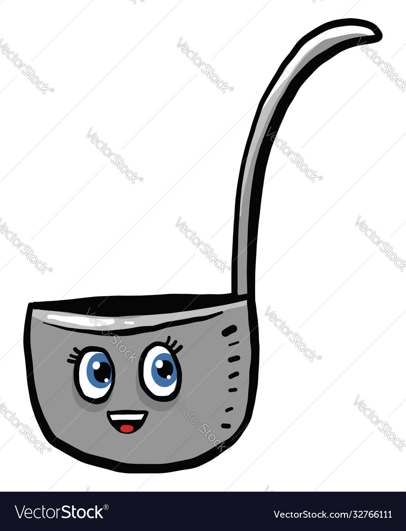 Happy ladle on white background