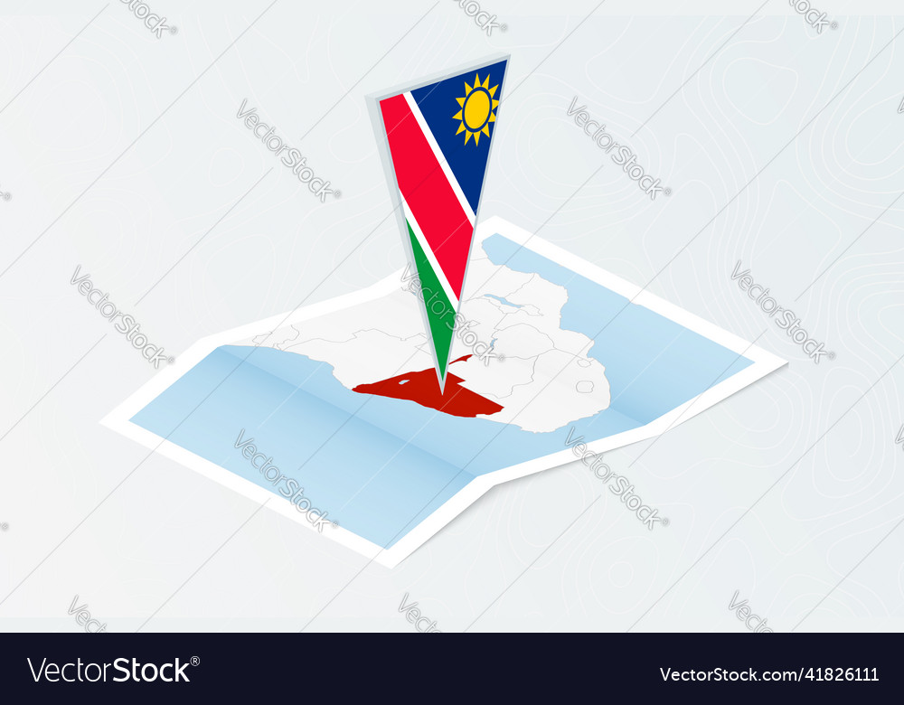 Isometric paper map of namibia with triangular