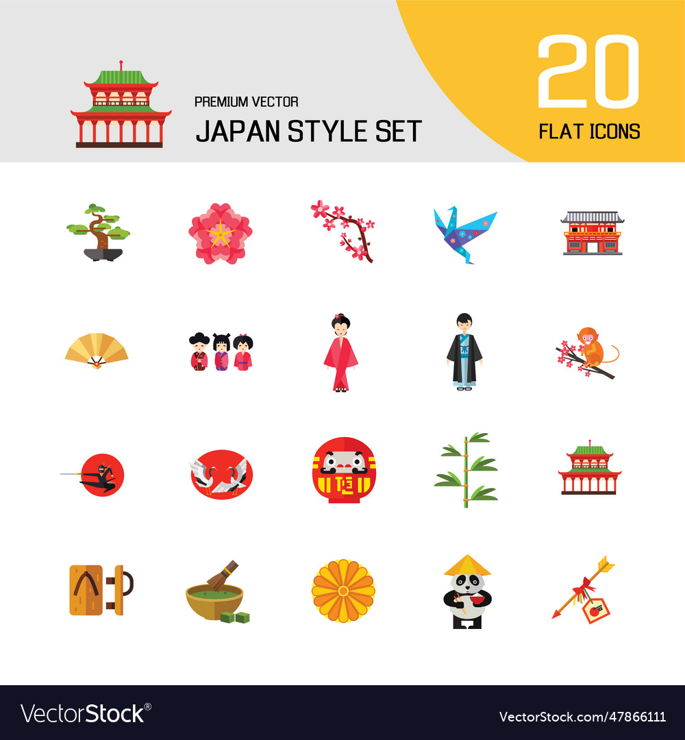 Japan style icon set