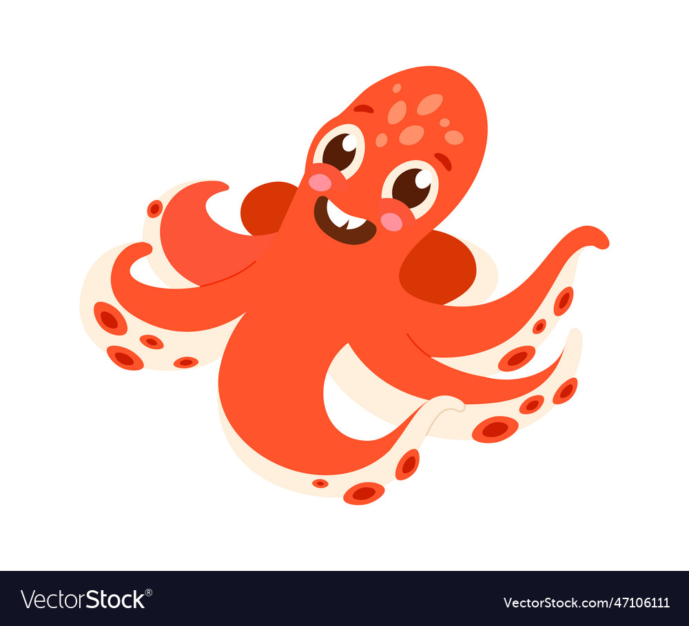 Octopus mollusk character Royalty Free Vector Image