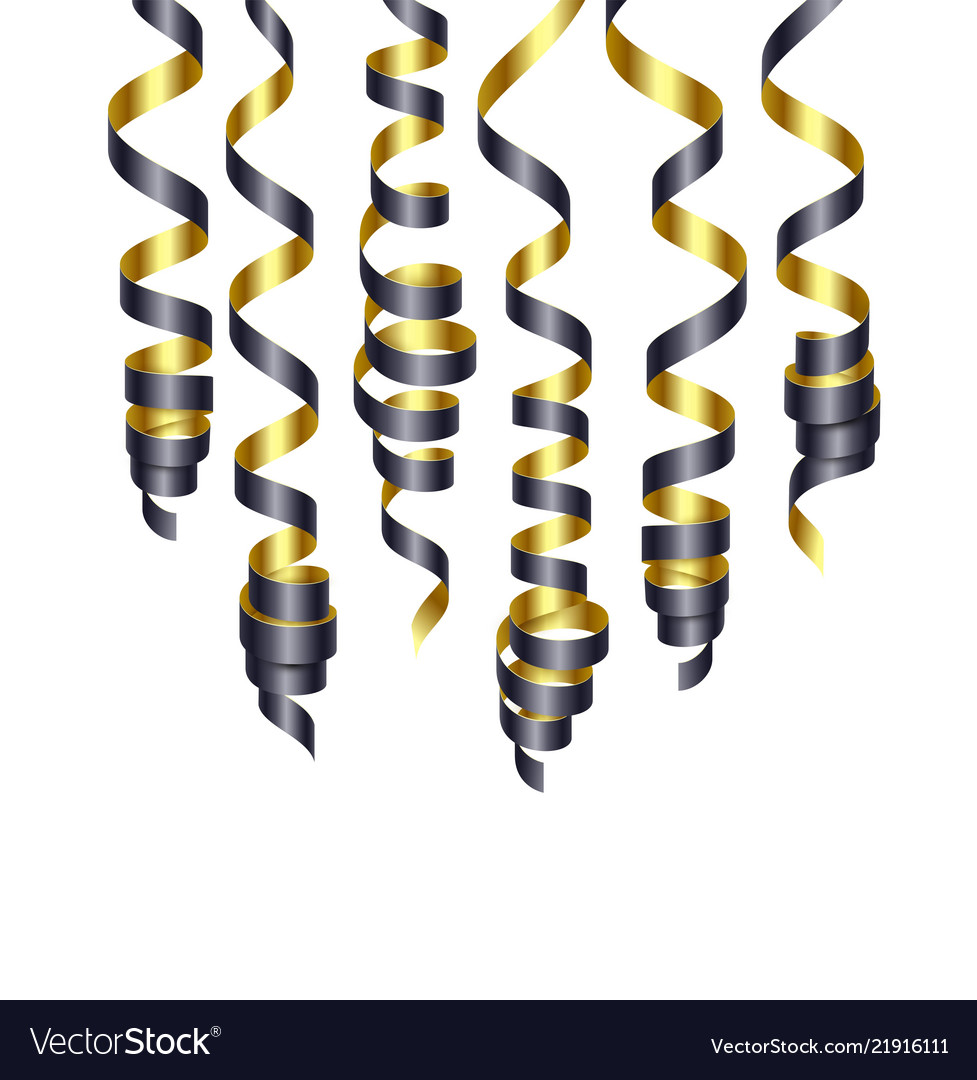 Party Decorations Black And Golden Streamers Or Vector Image 1319