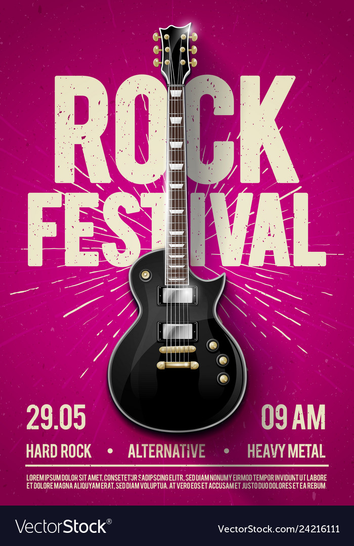 Pink rock festival concert party flyer or poster Vector Image