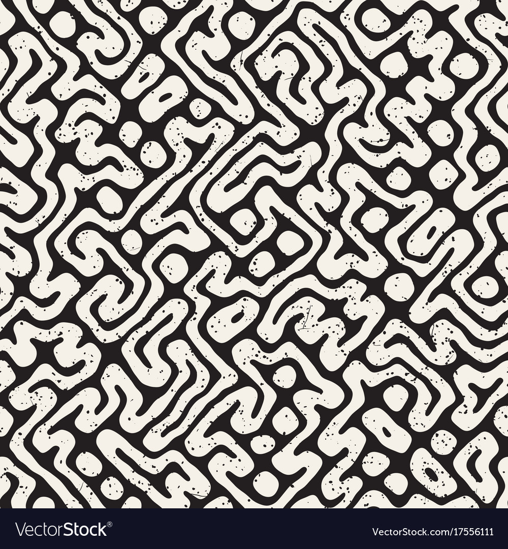 Seamless pattern with maze lines monochrome