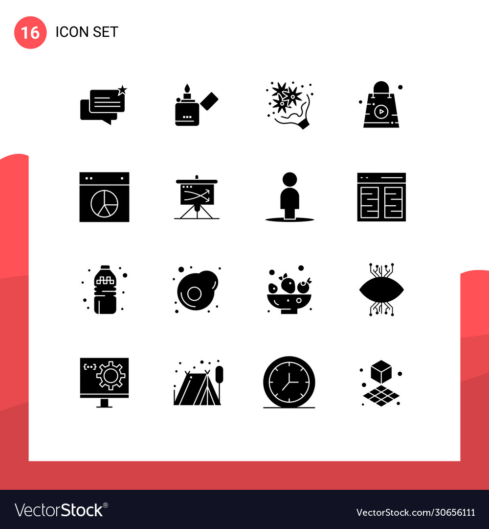 Set 16 solid glyphs on grid for chart store