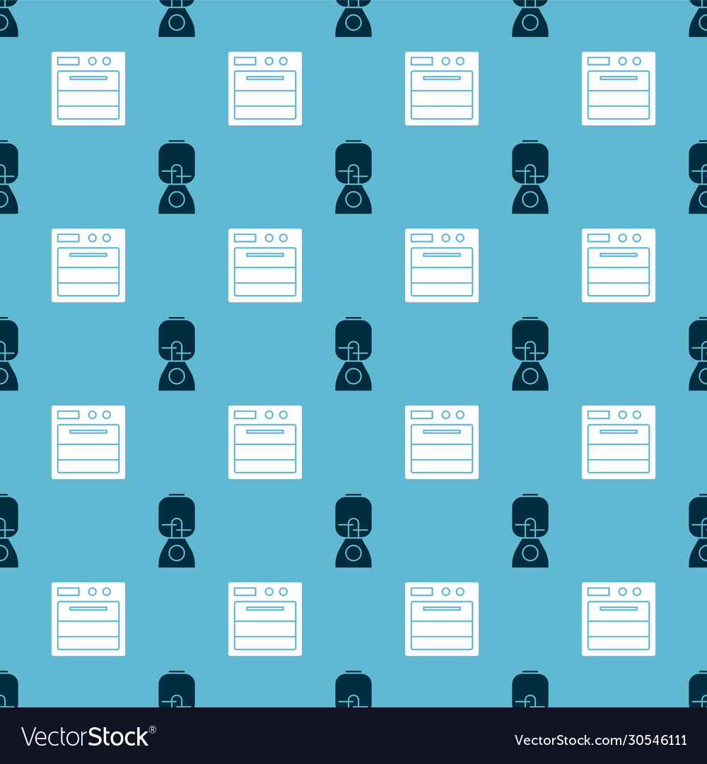 Set blender and oven on seamless pattern