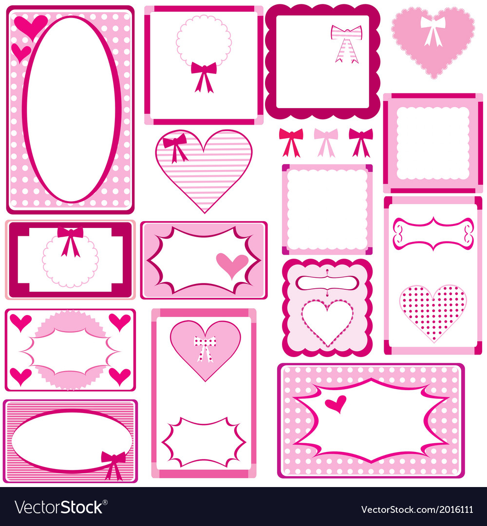 Set cute pink frames for girls Royalty Free Vector Image