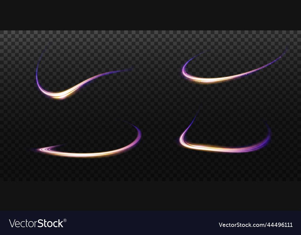 Set of abstract light lines movement and speed vector image Set of abstract light lines movement and speed