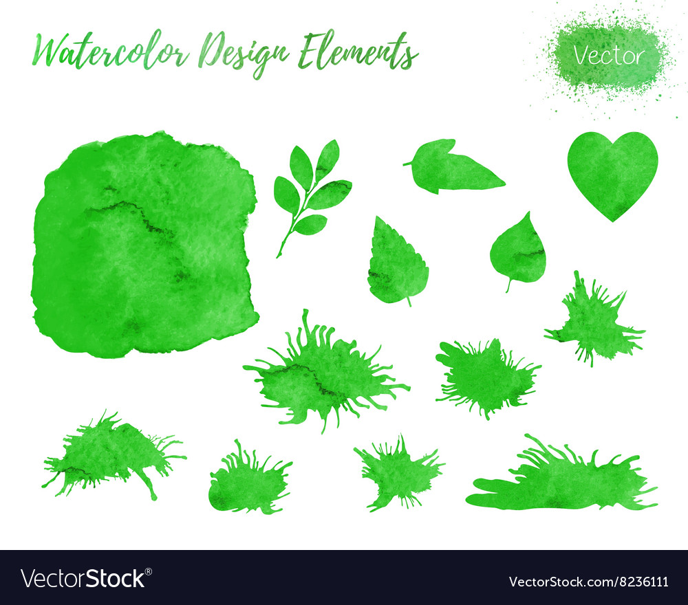 Set of watercolor design elements Royalty Free Vector Image