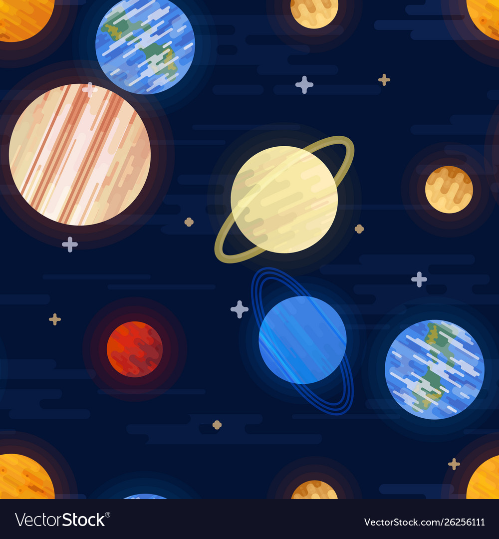 Space print seamless pattern different vector image Space print seamless pattern different