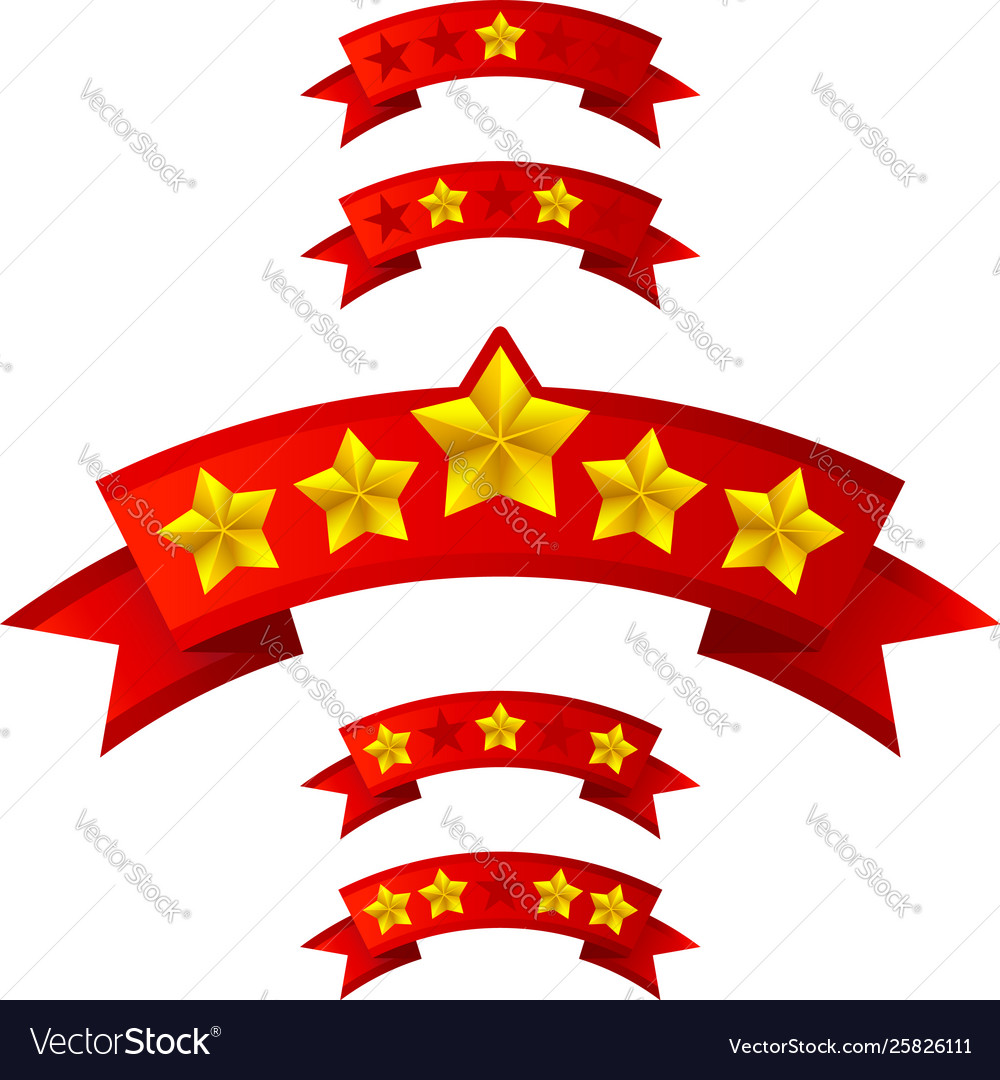 Star rating ribbons from one to five stars