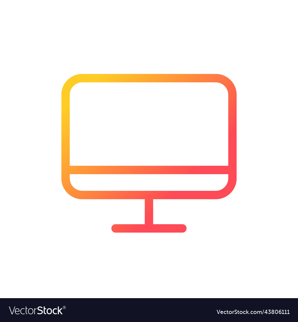 Tv display pixel perfect gradient linear ui icon vector image Tv display pixel perfect gradient linear ui icon