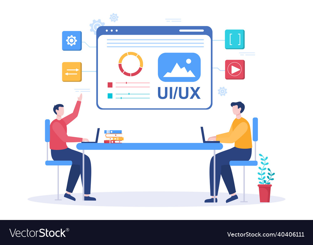 Ui ux Programmierer flaches Design für Unternehmen vector image Ui ux Programmierer flaches Design für Unternehmen