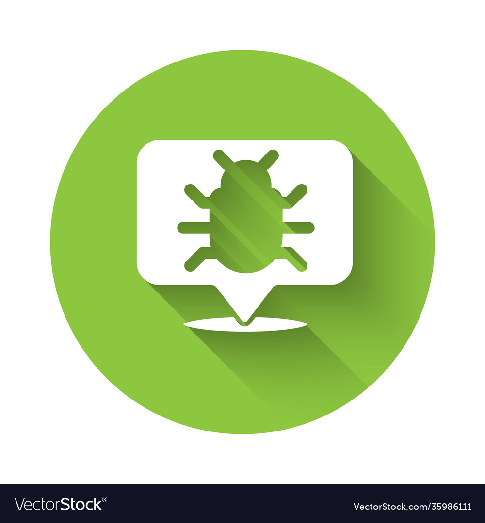 White system bug concept icon isolated with long Vector Image White system bug concept icon isolated with long