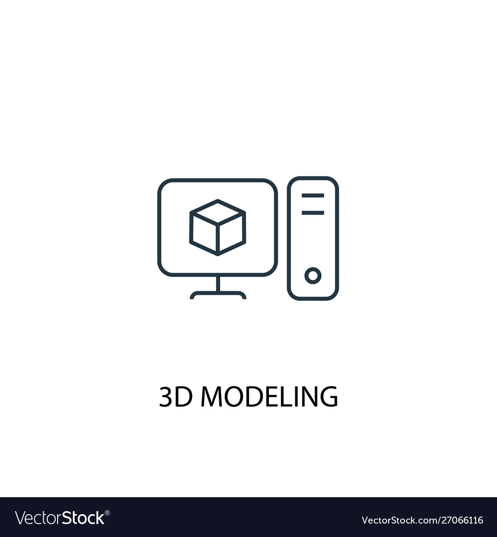 3D Model Cube Icon - Line Art