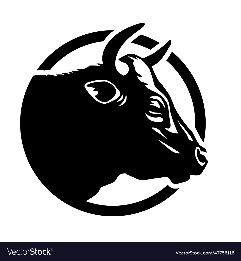 Bull silhouette round shape logo vector image Bull silhouette round shape logo
