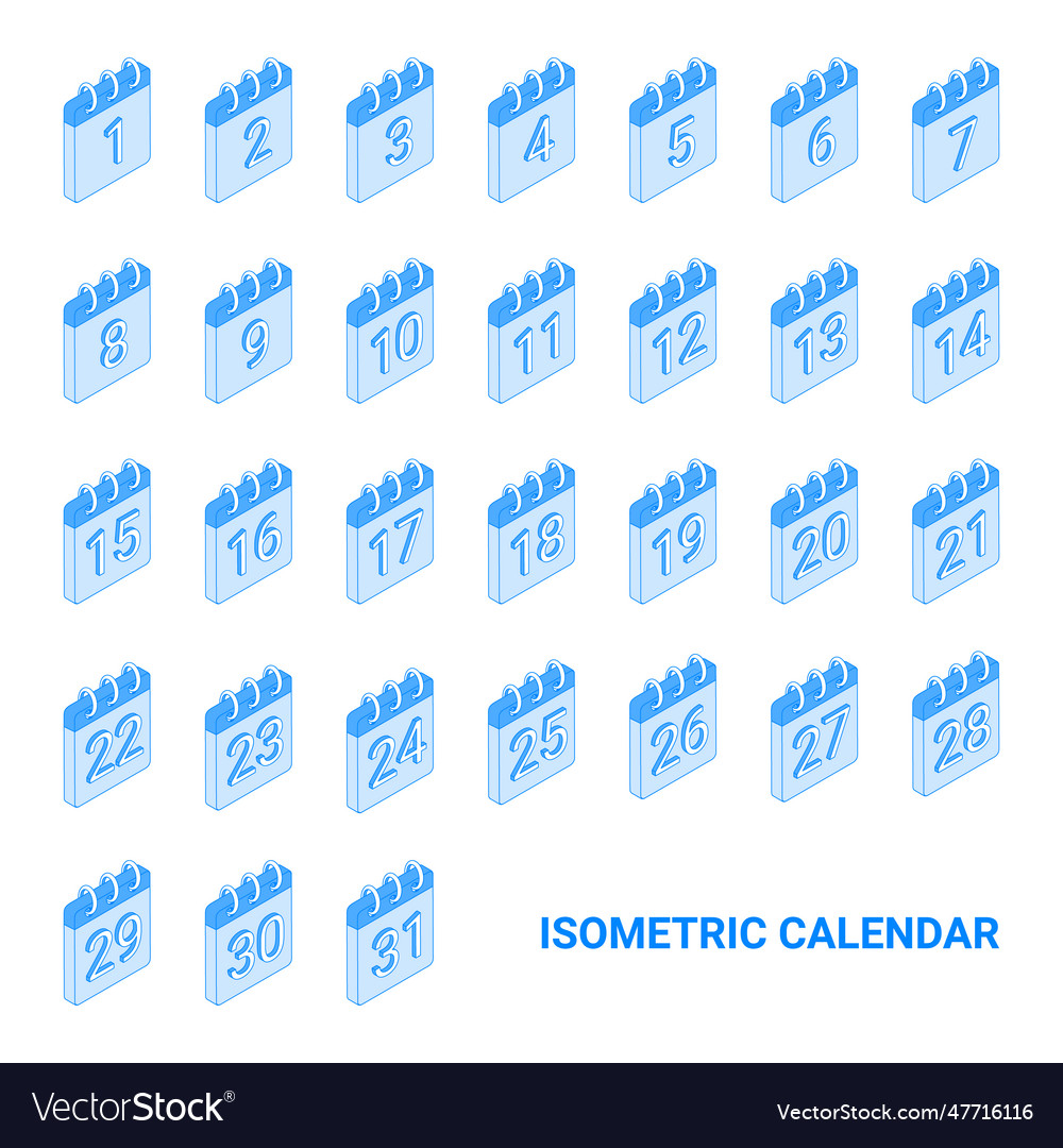 Calendar with dates isometric icon editable stroke