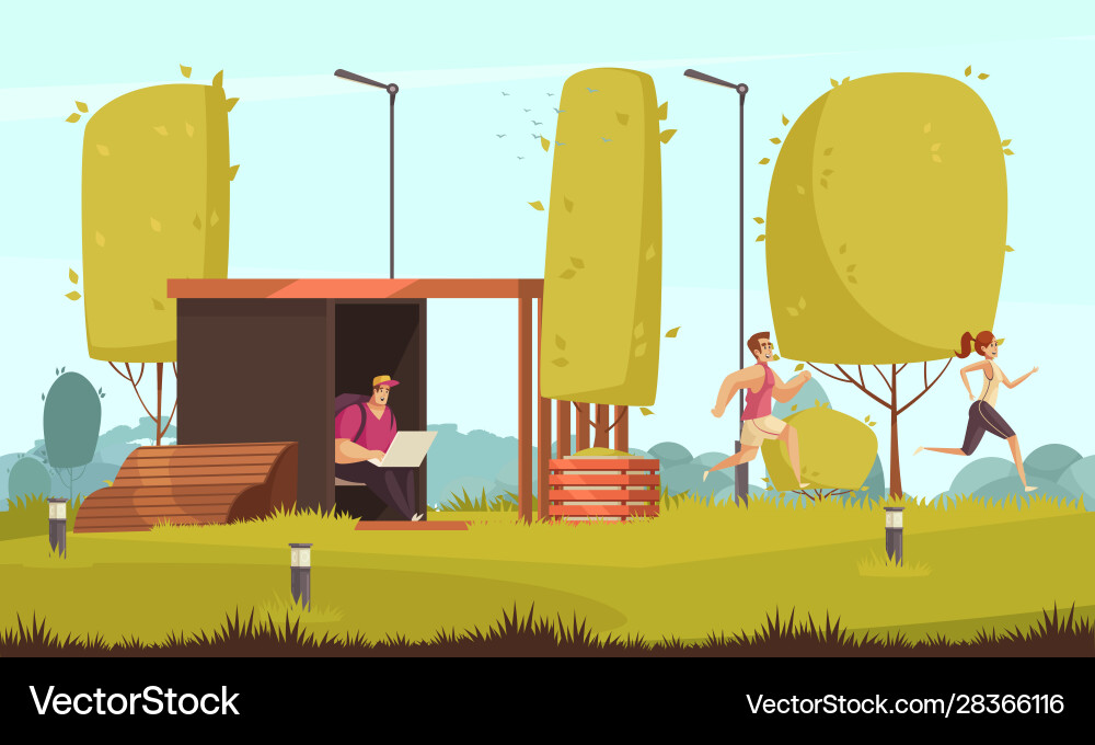 City park flat composition Royalty Free Vector Image