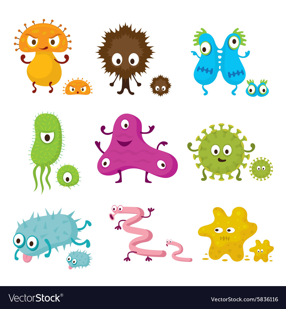 Cute germ characters collection set Royalty Free Vector