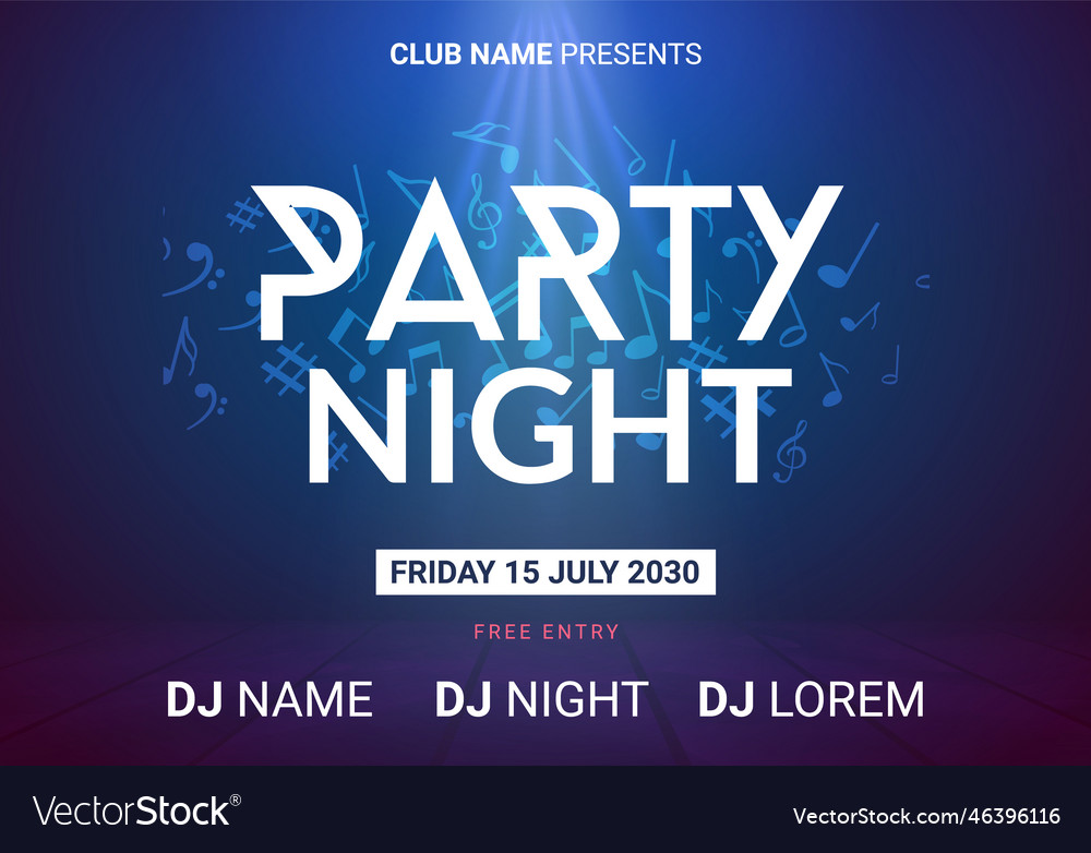 Dance music night poster background club vector image Dance music night poster background club