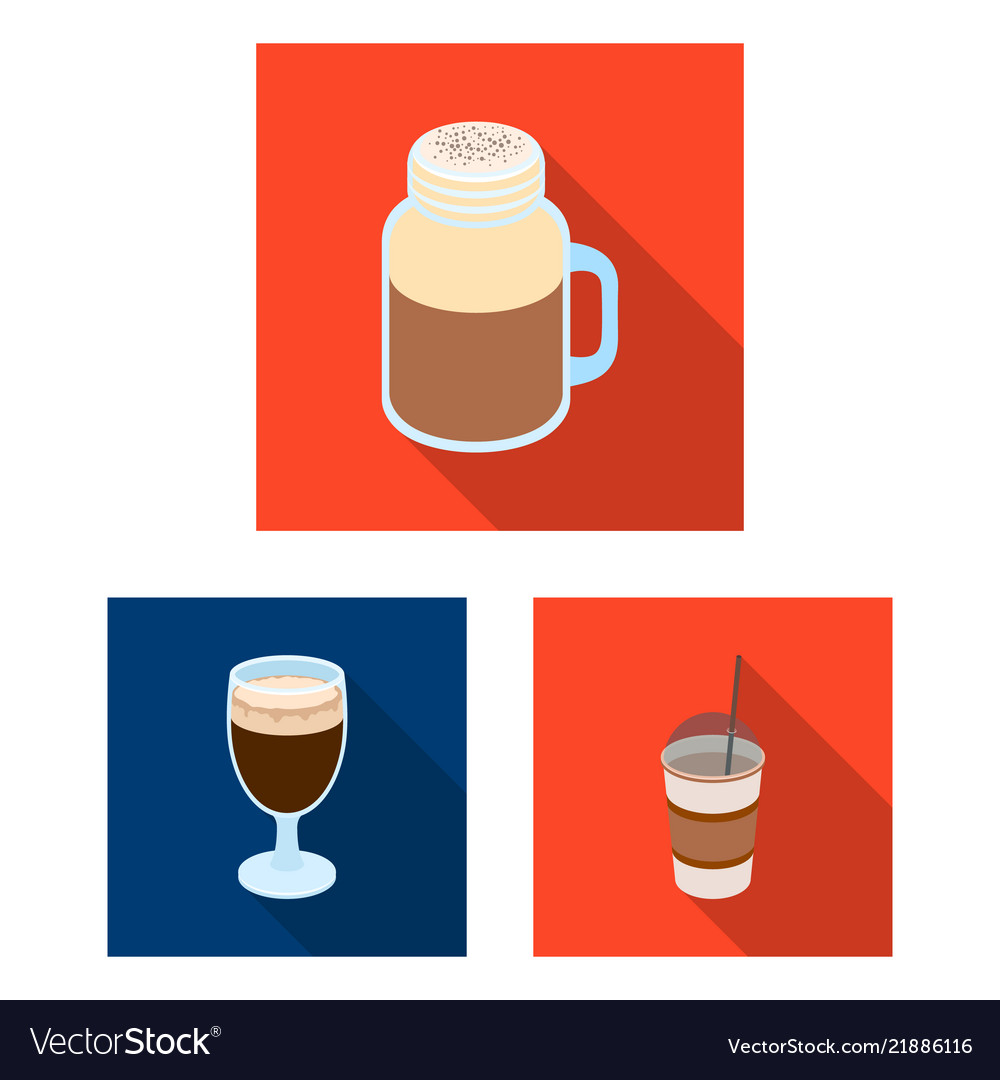 Different kinds of coffee flat icons in set Vector Image