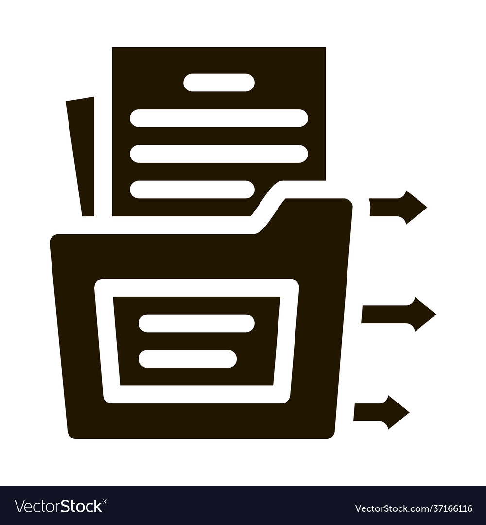 Document In Folder Icon Glyph Royalty Free Vector Image