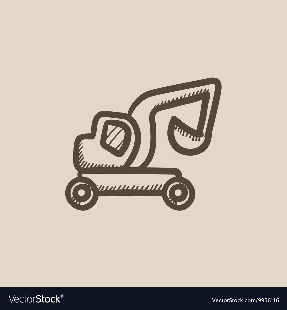 Excavator truck sketch icon